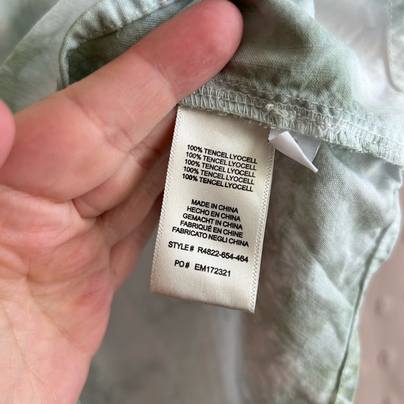 Anthropologie Cloth & Stone Tie Dye Short Sleeve Button Down Sz S Green White - Picture 4 of 4